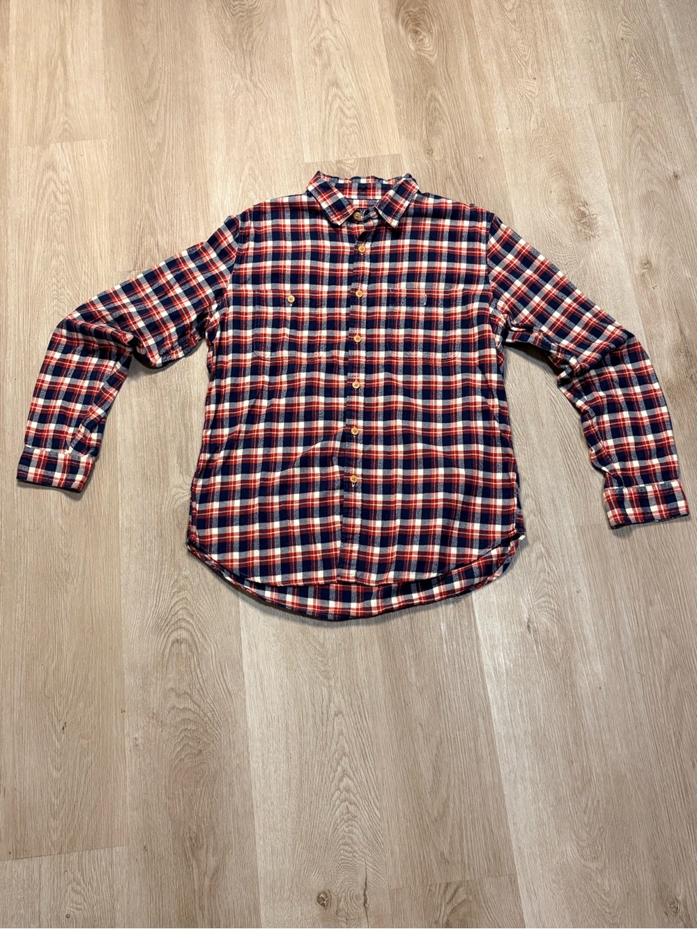 J.Crew Mercantile Red & Blue Plaid Flannel Shirt Size Large Long Sleeve Casual